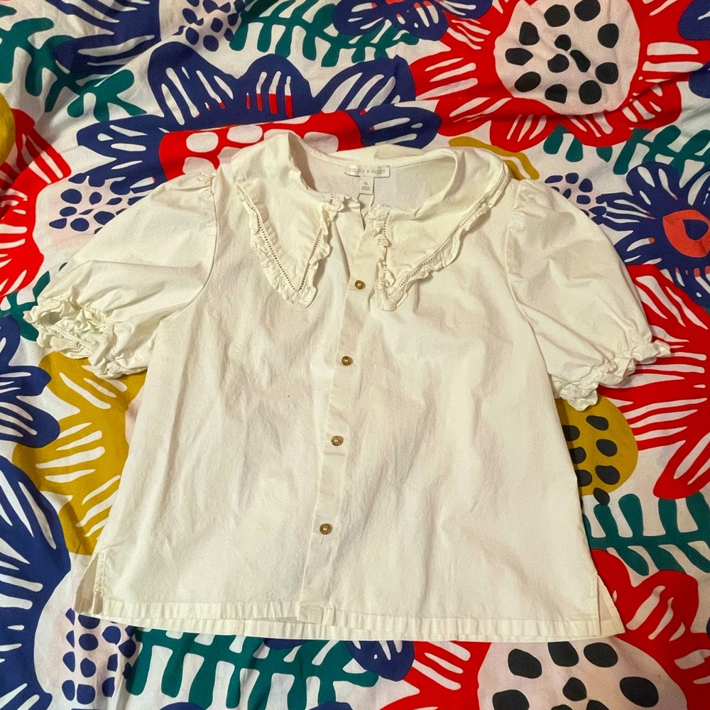 White Cottagecore Collared shirt